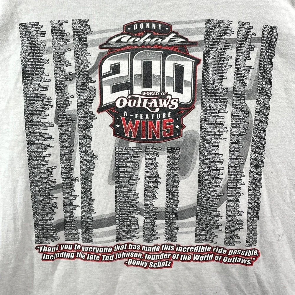 Donny Schatz World of Outlaws 200‎ A-Feature Wins Racing T Shirt Mens 4XL White